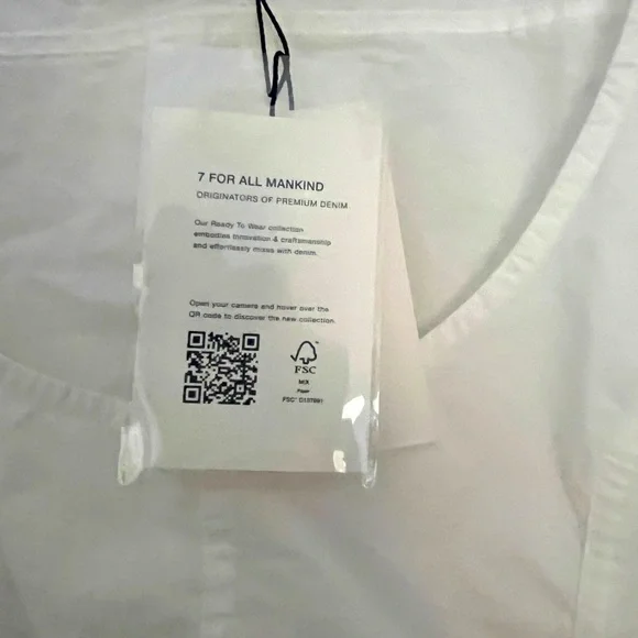 NWT 7 For All Mankind Women Cotton Balloon Sleeves Eyelet Top White Size S - Picture 5 of 15